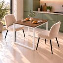 Ver imagem 1 de Mesa de Jantar Reforçada Industrial 60x80cm Tampo Marrom Pés Branco