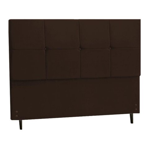 Cabeceira New Civic Estofada com Botão de Strass para Cama Box Queen Size 164cm Marrom -