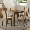 Ver imagem 1 de Conjunto Sala de Jantar Madesa Cíntia Mesa Tampo de Madeira com 4 Cadeiras Rustic/Crema/Hibiscos Cor