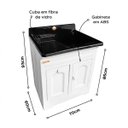 Ver imagem 3 de Gabinete Tanque Esfregador 50 Litros Espaço Torneira Branco/Preto F21T