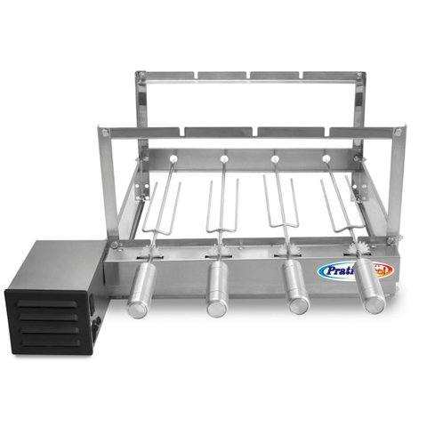 Gira Grill Inox 4 Espetos para Churrasqueira Bivolt Pratic