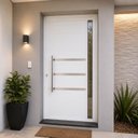Ver imagem 1 de Porta Lambril de Alumínio 210x90cm com Friso e Visor Abertura Direita Yescasa Branco