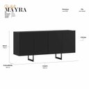 Ver imagem 3 de Buffet Aparador 100% MDF 4 Portas 160cm com Pés em Metal Preto Mayra