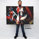 Ver imagem 2 de Quadro Decorativo em Canvas Peixes Ornamentais TaColado Moldura Flutuante 4,5cm Freijó 120 x 80cm