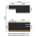 Ver imagem 4 de Armário de Cozinha Compacta 180cm Rustic Preto Glamy Madesa 07