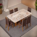 Ver imagem 2 de Conjunto de Sala de Jantar 6 Cadeiras Tampo sem Vidro 170x90 Cm Dj Móveis Kiara Freijó Yasmin Moca