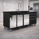 Ver imagem 2 de Gabinete Cozinha Mdf 1,94m Elegance com 8 Pés Pré-montado:nero /espelhado