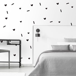 Kit de Adesivos Infantis Corações e Traços Preto Arte Destaque