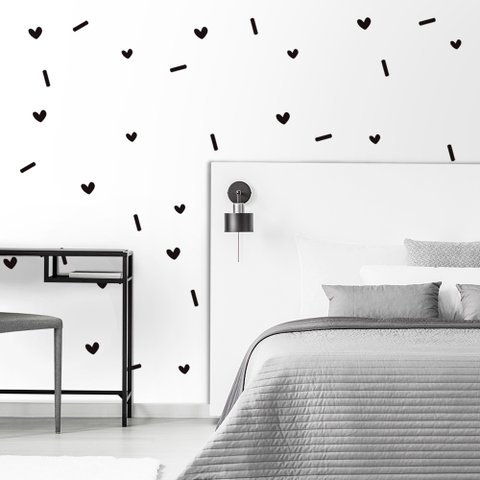 Kit de Adesivos Infantis Corações e Traços Preto Arte Destaque
