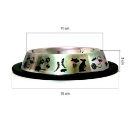 2 Potes 160 Ml em Inox Com Base Anti Derrapante Para Gatos Comedouro e Bebedouro Ração e Água - 2