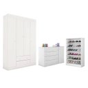 Ver imagem 2 de Guarda-Roupa Roupeiro Julie 4 Portas + Cômoda + Sapateira Prateleira MDP Branco