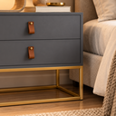 Ver imagem 6 de Kit 2 Mesinhas de Cabeceira Unic 60 Mesa Base Metal Dourada:Cinza/Dourado