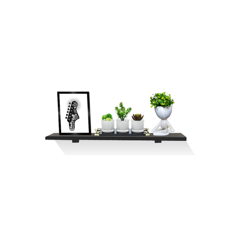 Prateleira Reta Decorativa Simples MDF Preta 60x20 cm - Smart Eco