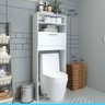 Armário Banheiro para Vaso Sanitário 63x160 Cm Lavabo Prateleira Porta MDP Branco 0550 - MENU - 2