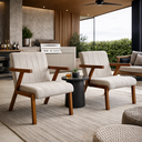 Ver imagem 1 de Conjunto 2 Poltronas Serena Linho Premium para Sala de Estar Recepção Sala de Espera Madeira:cru