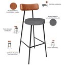 Ver imagem 4 de Kit 04 Banquetas Altas Cozinha Sala Jantar Aço Milão L02 Couríssimo Camel Cinza Escuro - Lyam Decor