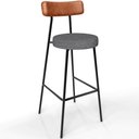 Ver imagem 3 de Kit 04 Banquetas Altas Cozinha Sala Jantar Aço Milão L02 Couríssimo Camel Cinza Escuro - Lyam Decor