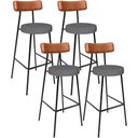 Ver imagem 1 de Kit 04 Banquetas Altas Cozinha Sala Jantar Aço Milão L02 Couríssimo Camel Cinza Escuro - Lyam Decor