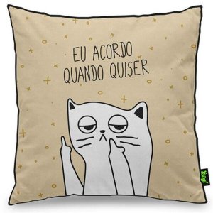 Almofada Gatinho Ranzinza Eu acordo quando quiser