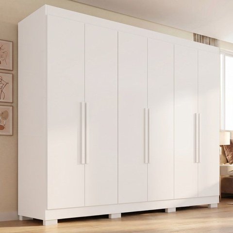 Guarda-Roupa Casal Malta 6 Portas 2 Gavetas com Pés Yescasa