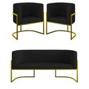 Ver imagem 1 de Kit Sofá 2 Lugares + 2 Poltronas Corino Gold Preto