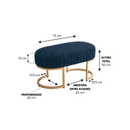 Recamier Puff Glow Veludo Azul Escuro 75 Cm -zahav Estofados - 4