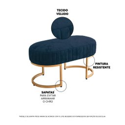 Recamier Puff Glow Veludo Azul Escuro 75 Cm -zahav Estofados - 2