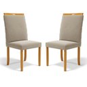 Ver imagem 1 de Kit com 2 Cadeiras Agnes Madeira Maciça Estofadas para Mesa de Jantar Veludo Bege 102