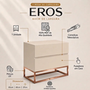 Ver imagem 2 de Mesa Cabeceira Eros 60cm 2 Gavetas Off White Pés Dourado Estilo Industrial