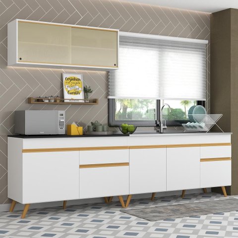 Cozinha Compacta Veneza GW Multimóveis MP2077 com Armário e Balcão Branca