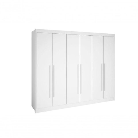 Guarda Roupa Casal 6 Portas 7 Gavetas sem Pés Athos - D' Doro Branco