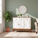 Ver imagem 2 de Balcão Linz 3 Portas Pés Luis Xv 99 X 132 X 45 Cm (a X L X P) - Cor Branco/imbuia Glazer