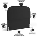 Ver imagem 7 de Cabeceira Cama Box Casal 160cm Lanna com Puff Recamier Doha W01 Bouclê Preto - Lyam Decor
