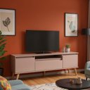 Ver imagem 3 de Rack para TV com Prateleira 180cm Retro MDF Rosa Dallas - On Móveis