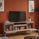 Ver imagem 4 de Rack para TV com Prateleira 180cm Retro MDF Rosa Dallas - On Móveis