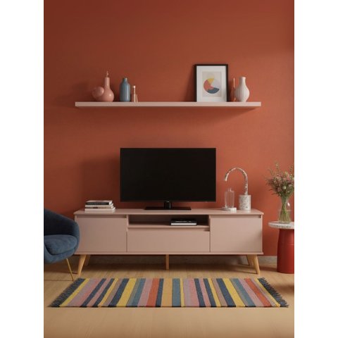 Rack para Tv com Prateleira 180cm Retro Mdf Dallas - On Móveis:rosa