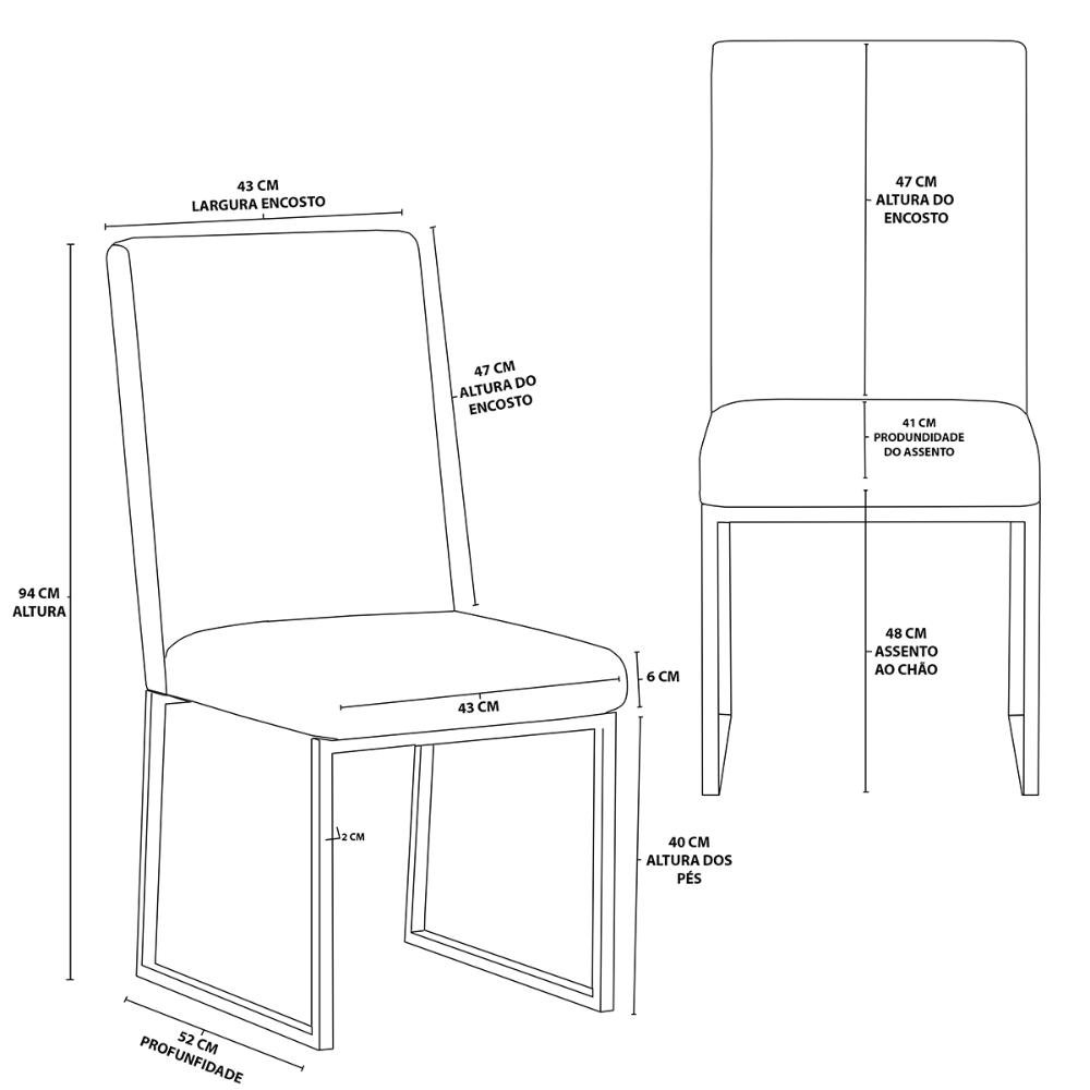 Kit 8 Cadeiras de Jantar com Base de Ferro Preto – Balaqui Cor:bege - 3