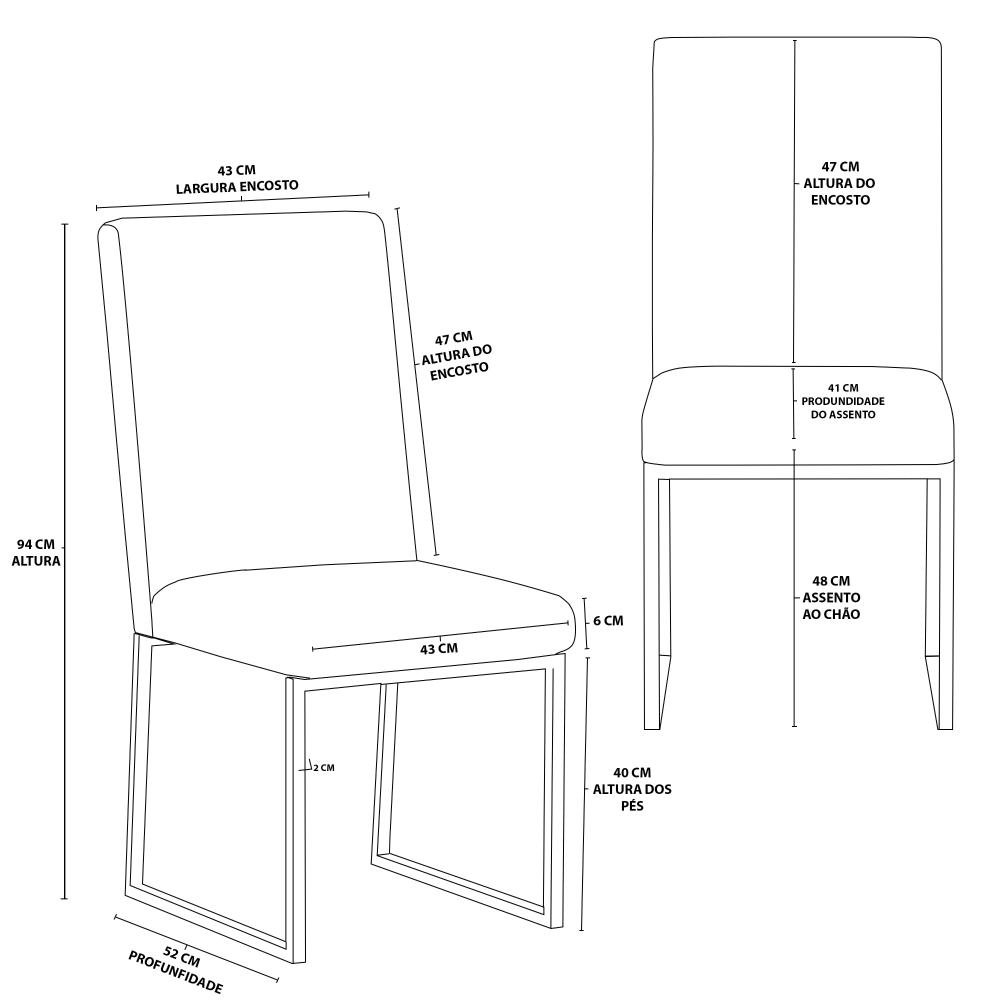 Kit 8 Cadeiras de Jantar com Base de Ferro Preto – Balaqui Cor:bege - 2