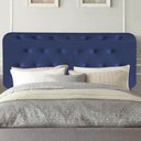 Ver imagem 1 de Painel Estofado Luxo Capitonê Brenda 100cm Solteiro para Cama Box Corino Azul Marinho - Gat Magazine