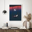 Ver imagem 1 de Quadro Decorativo Surrealismo Anjinha Balanço - 70x50cm:moldura Preta