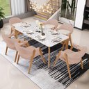 Ver imagem 2 de Kit 06 Cadeiras de Jantar e Estar Living Estofada Nadja L02 Linho Rosê - Lyam Decor