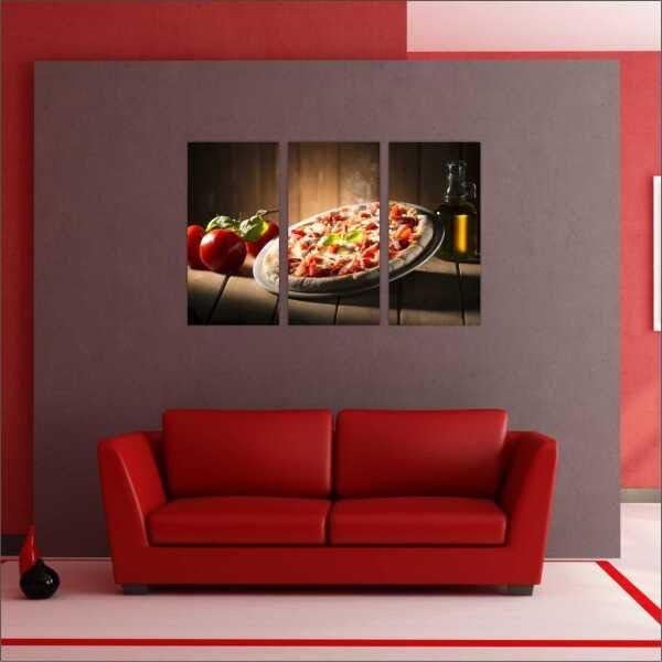 Quadro Pizzarias Restaurantes Gourmet 3 Peças Com Moldura - 2