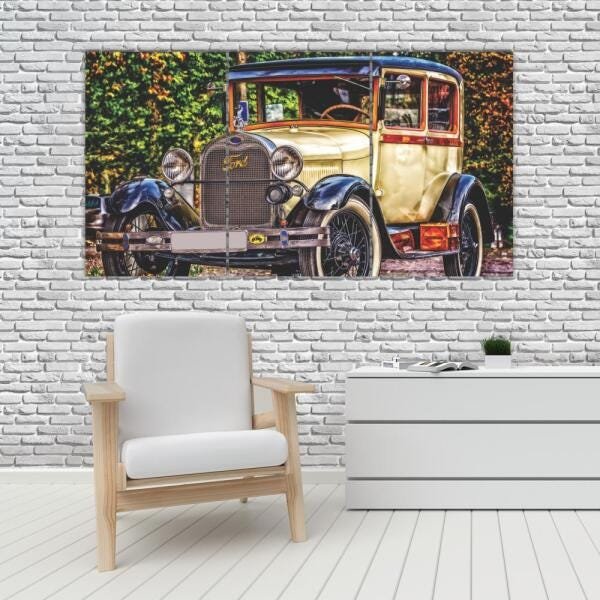 Quadro Mosaico Decoração Carros 80x50cm 3 Peças Mod 32 - 1