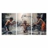 Quadro Crianças Felizes Asia Brincadeira Banho No Rio - 3