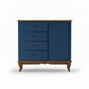 Ver imagem 2 de Cômoda 4 Gavetas 1 Porta Pés Luiz Xv Clássica Grande Azul Petróleo-imbuia