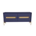 Ver imagem 2 de Rack Sala Tv até 50 Polegadas Paraty 113 Cm Laca Pés Metal Palhinha Azul Gloss