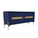 Ver imagem 1 de Rack Sala Tv até 50 Polegadas Paraty 113 Cm Laca Pés Metal Palhinha Azul Gloss