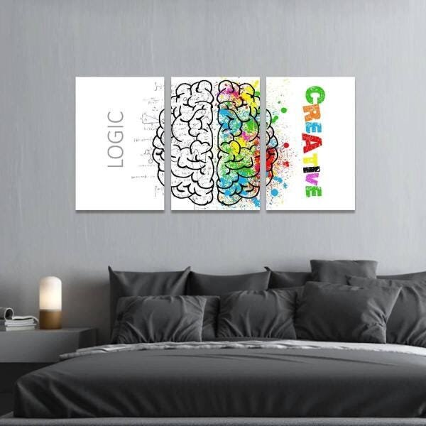 Quadro Abstrato Lados Do Cérebro Lógica E Criatividade - 4