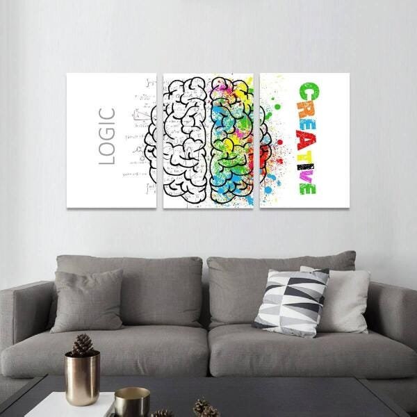 Quadro Abstrato Lados Do Cérebro Lógica E Criatividade - 5