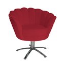 Ver imagem 1 de Poltrona Decorativa Pétala Base Giratória Metal Couro Vermelho Mz Decor